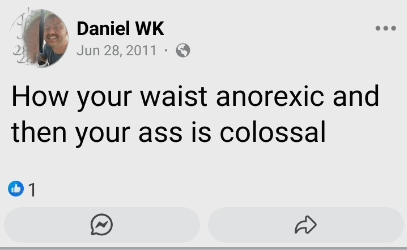 Sexualized eating disorder comment